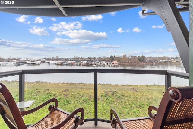 balcony with a water view