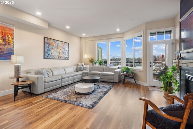 living room featuring light hardwood / wood-style flooring