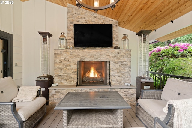 475 Iron Mountain Blvd, Lake Oswego, OR 97034 - wooden terrace featuring an outdoor living space with a fireplace