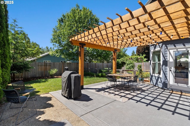 5346 NW Wickiup Way, Portland, OR 97229 - fenced backyard featuring a pergola, outdoor dining area, and a patio