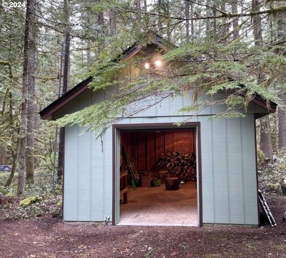 view of outdoor structure with a garage