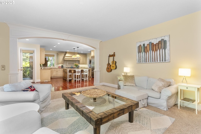 17677 Westview Dr, Lake Oswego, OR 97034 - living room with arched walkways and recessed lighting