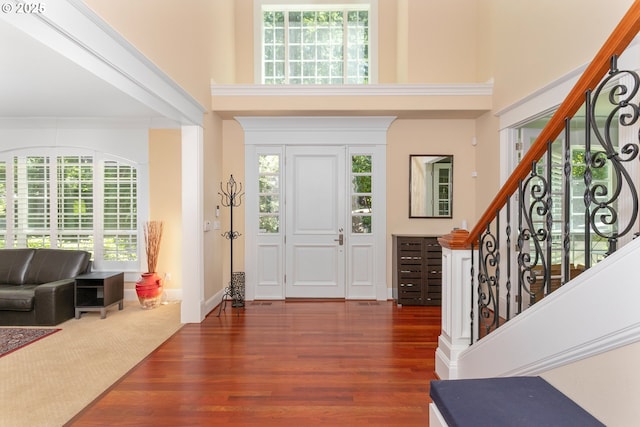 17677 Westview Dr, Lake Oswego, OR 97034 - foyer with a towering ceiling, wood finished floors, plenty of natural light, and stairs