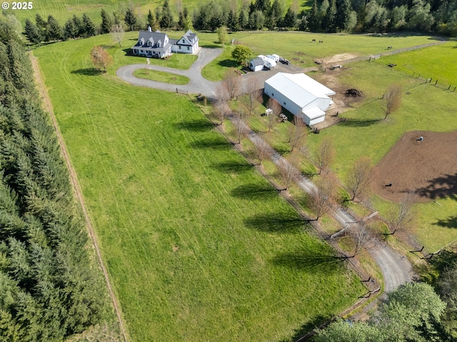 drone / aerial view with a rural view