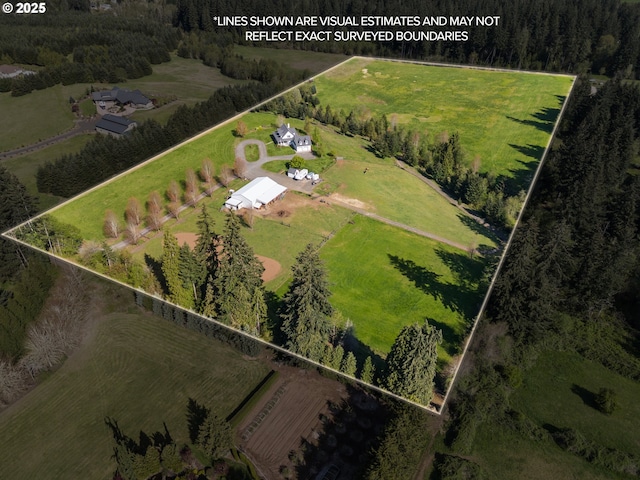 bird's eye view with a rural view