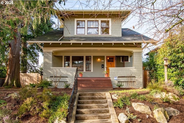 view of front of home featuring covered porch