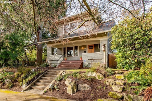 view of front of property with covered porch