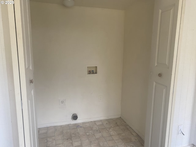 washroom with hookup for an electric dryer, laundry area, washer hookup, baseboards, and light floors