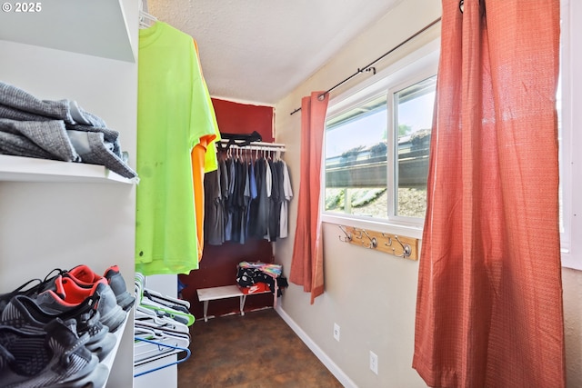 walk in closet with carpet