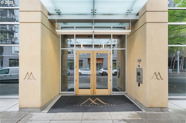 entrance to property with french doors