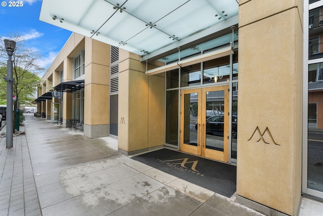 entrance to property featuring french doors