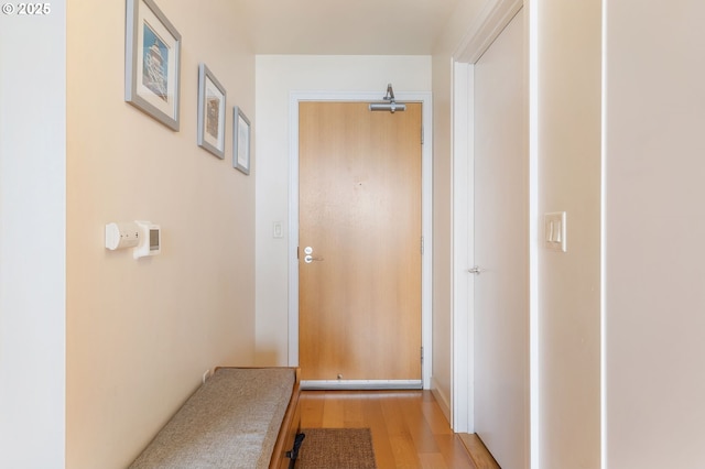 doorway to outside featuring light wood finished floors