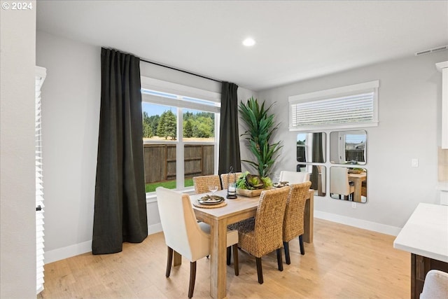 dining area featuring light hardwood / wood-style flooring