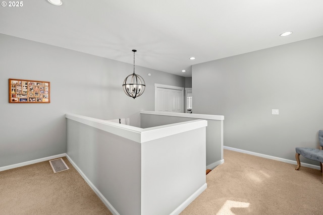 6244 SE Jess Ct, Hillsboro, OR 97123 - hall with recessed lighting, baseboards, light colored carpet, and an upstairs landing