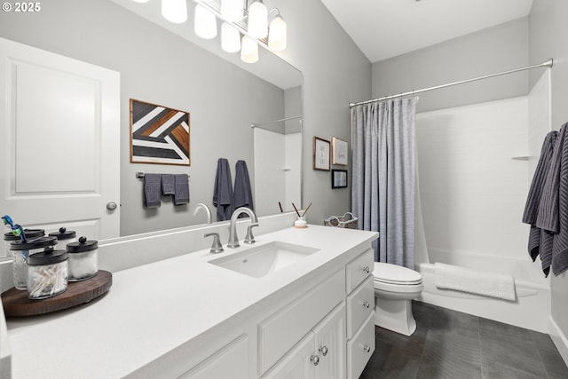 6244 SE Jess Ct, Hillsboro, OR 97123 - bathroom featuring toilet, tile patterned floors, curtained shower, and vanity