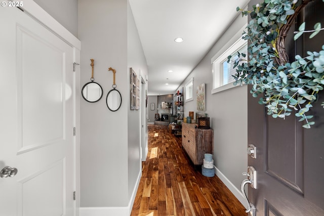 6244 SE Jess Ct, Hillsboro, OR 97123 - corridor with recessed lighting, baseboards, and dark wood-type flooring