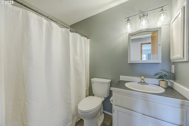 full bathroom with toilet and vanity