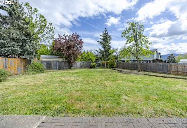 view of yard featuring a fenced backyard