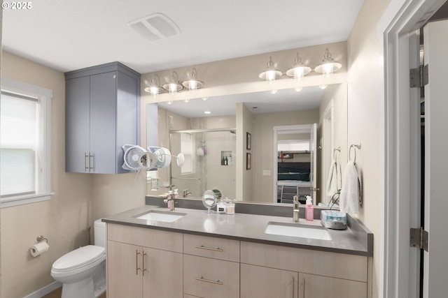 6910 SE Lamphier St, Milwaukie, OR 97222 - full bath with a shower stall, double vanity, and toilet