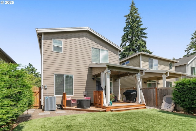 6910 SE Lamphier St, Milwaukie, OR 97222 - rear view of house featuring a wooden deck and cooling unit