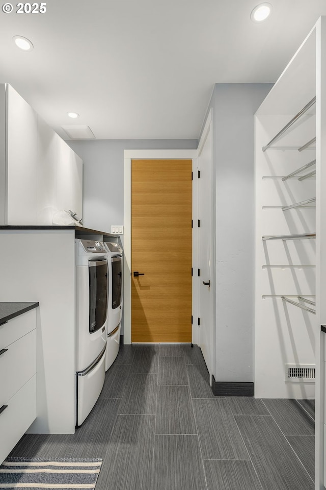 1235 Andrews Rd, Lake Oswego, OR 97034 - washroom featuring washing machine and clothes dryer and recessed lighting