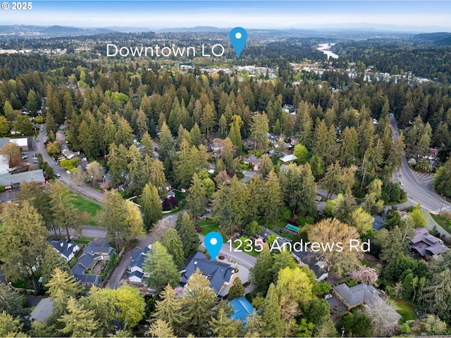 1235 Andrews Rd, Lake Oswego, OR 97034 - aerial view of property's location with a heavily wooded area and nearby suburban area