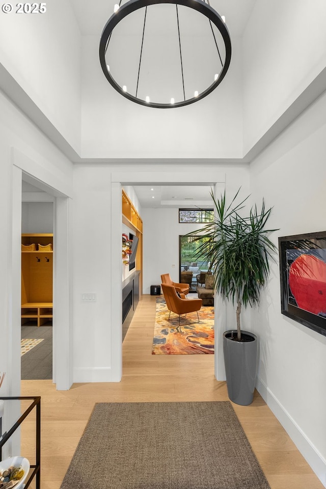 1235 Andrews Rd, Lake Oswego, OR 97034 - hallway with a high ceiling and wood finished floors