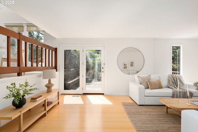 living area featuring wood finished floors
