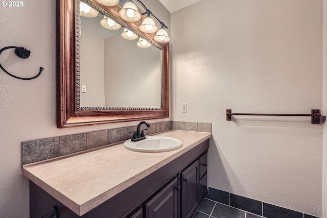 16127 NE Caples Rd, Brush Prairie, WA 98606 - bathroom featuring vanity, tile patterned flooring, and a textured wall
