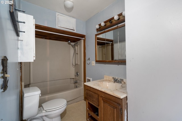 520 Elm Ave, Tillamook, OR 97141 - bathroom with toilet, shower / tub combination, vanity, and tile patterned floors