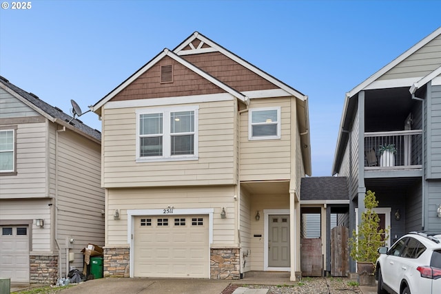 craftsman inspired home with an attached garage