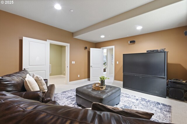 24800 SW Big Fir Rd, West Linn, OR 97068 - living room with recessed lighting, carpet floors, and baseboards