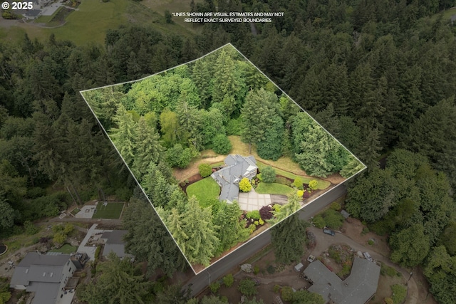 24800 SW Big Fir Rd, West Linn, OR 97068 - view of property location featuring a heavily wooded area and property boundaries highlighted
