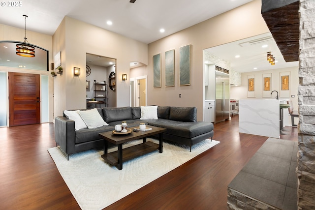 22961 SE Filbert Rd, Eagle Creek, OR 97022 - living area with dark wood-type flooring and recessed lighting