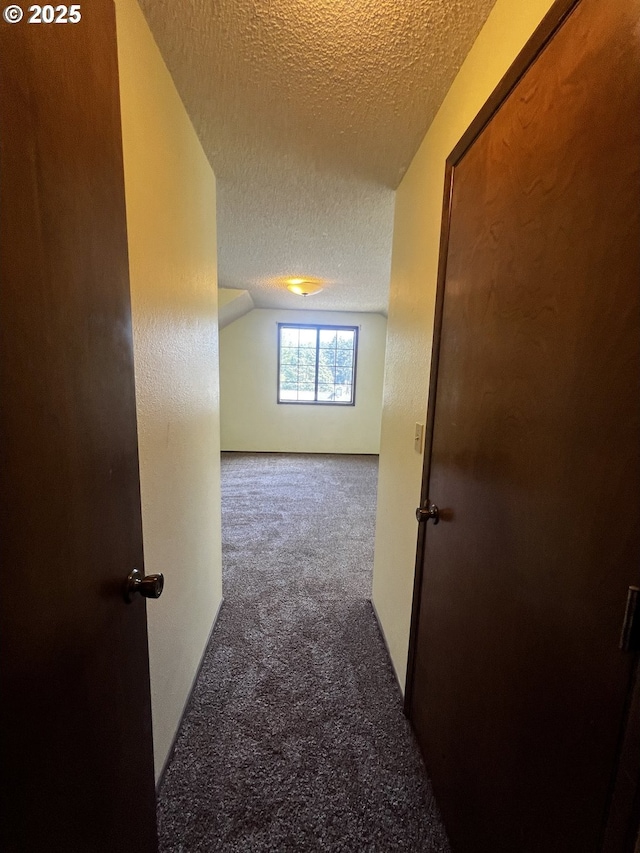1011 Heather Ct, Reedsport, OR 97467 - corridor featuring carpet flooring, a textured ceiling, and lofted ceiling