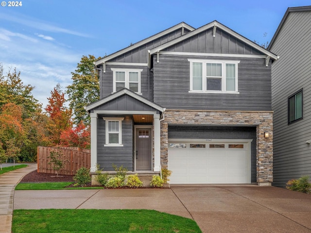 craftsman inspired home featuring a garage