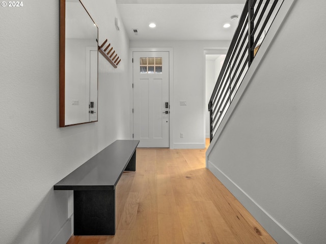 interior space with light hardwood / wood-style flooring