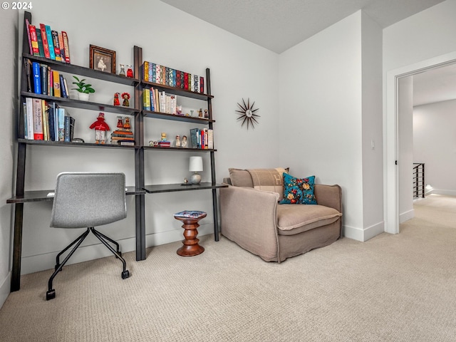 sitting room featuring carpet floors