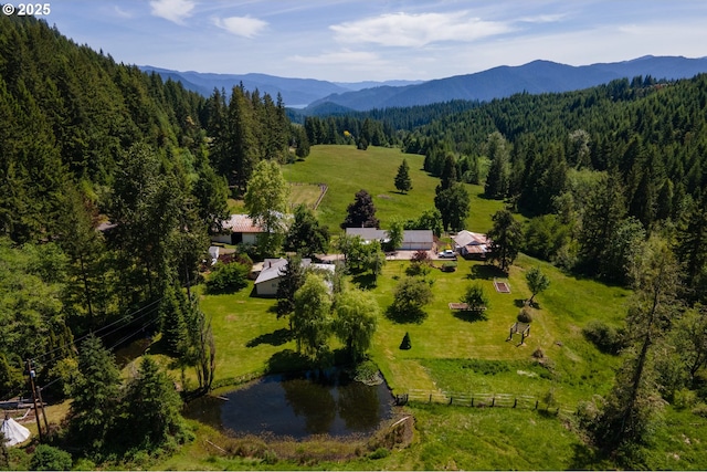 77690 Brock Rd, Oakridge, OR 97463 - bird's eye view of a heavily wooded area and a water and mountain view