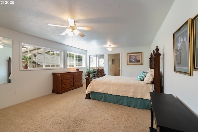 77690 Brock Rd, Oakridge, OR 97463 - bedroom with carpet, a textured ceiling, and a ceiling fan