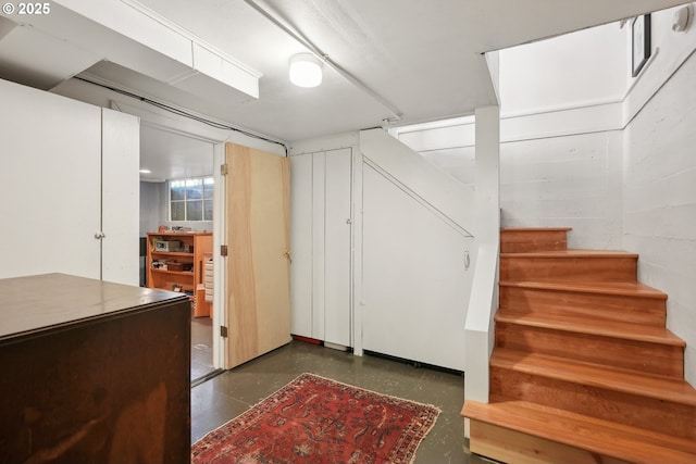 finished below grade area with stairway