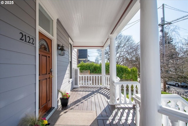 deck with a porch