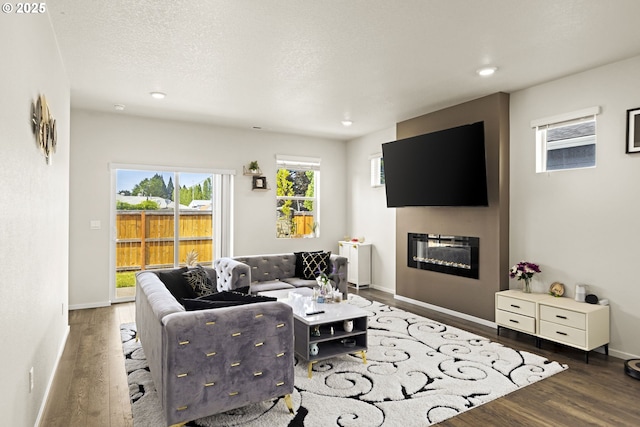 4781 Breitenbush Ave, Salem, OR 97301 - living area with wood finished floors, a glass covered fireplace, and recessed lighting
