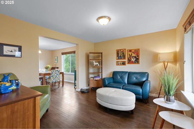 13420 SW 2nd St, Beaverton, OR 97005 - living area featuring baseboards and dark wood-type flooring