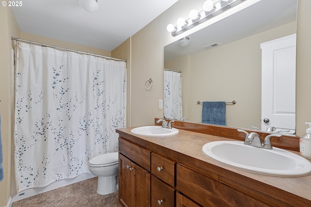 13420 SW 2nd St, Beaverton, OR 97005 - full bathroom featuring toilet, double vanity, and a shower with curtain