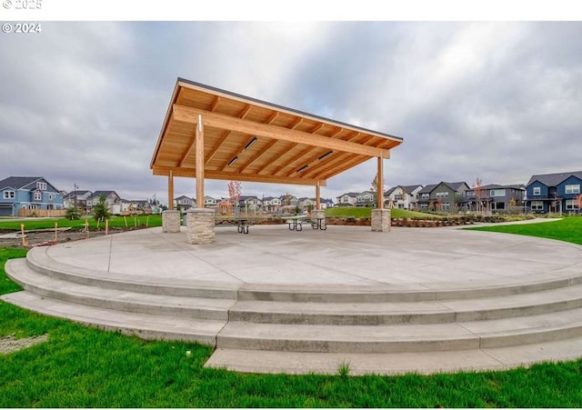 view of community with a gazebo and a residential view