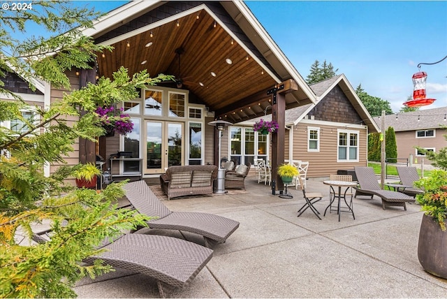 view of patio with an outdoor hangout area and french doors