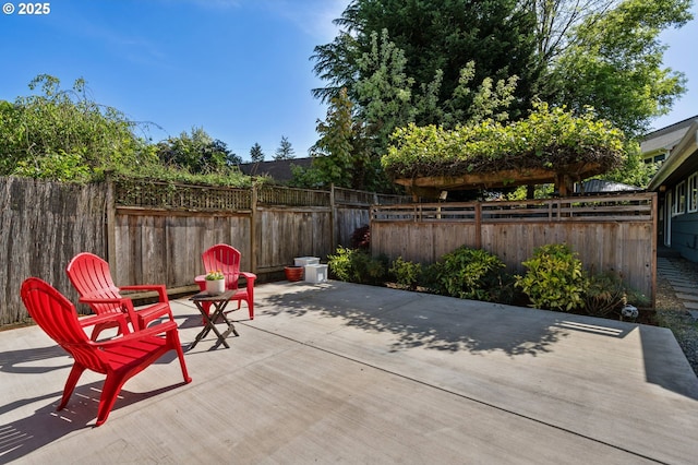 view of patio featuring a fenced backyard