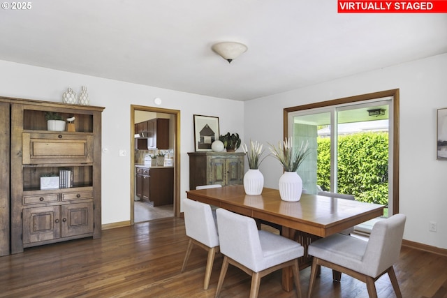 3132 SE 58th Ave, Portland, OR 97206 - dining space featuring dark wood finished floors and baseboards