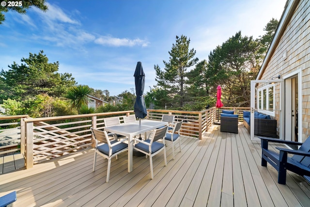 90 Beach Dr, Manzanita, OR 97130 - wooden deck featuring outdoor dining space